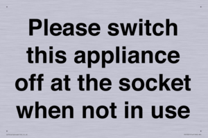 Please switch this appliance off at the socket when not in use